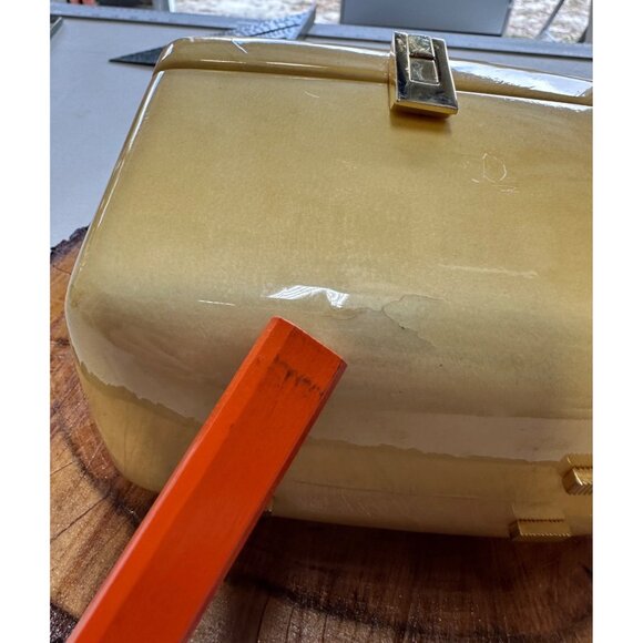 Vtg Lucite Box Purse Rhinestone Embellished Handle White Stag? Wilardy? Read - Picture 4 of 16